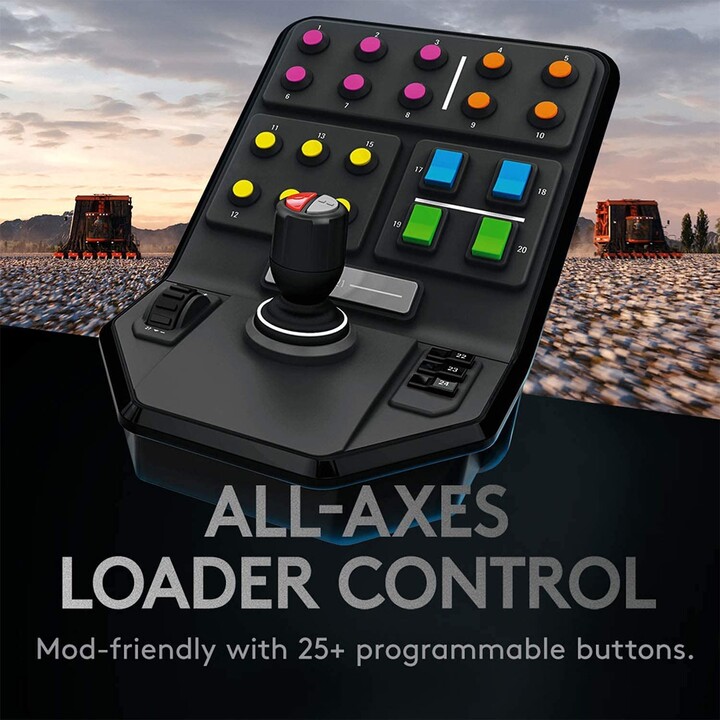 Controlador Logitech G Saitek Farm Sim (volante, pedais, painel lateral)