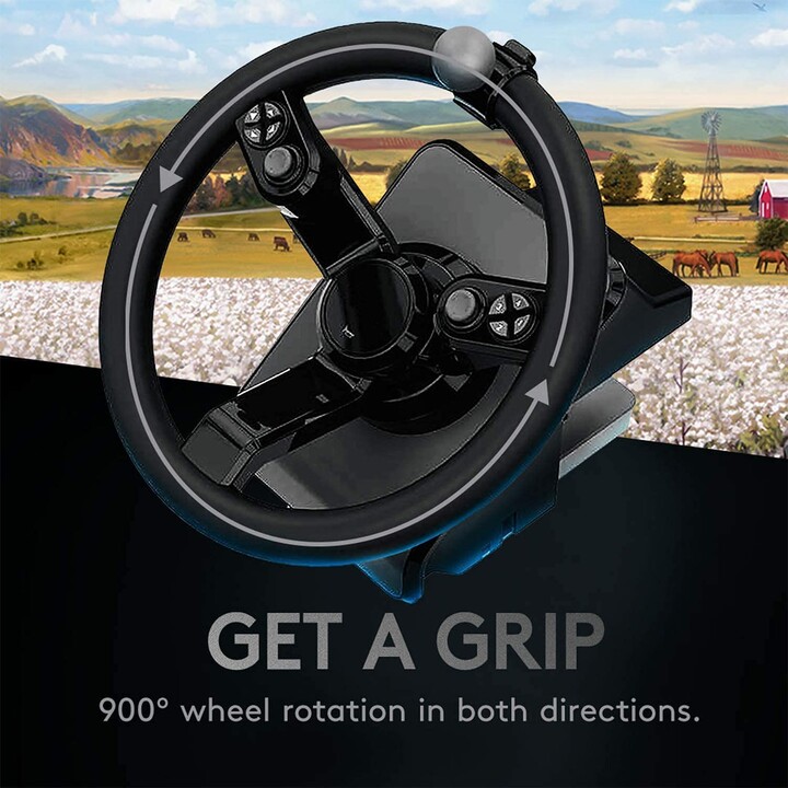 Controlador Logitech G Saitek Farm Sim (volante, pedais, painel lateral)