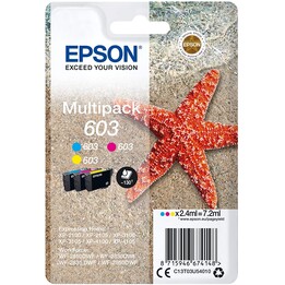 Paquete de 3 cartuchos de impresora Epson Original 603 amarillo, cian, magenta 130 páginas 2,4 ml (C13T03U54010)