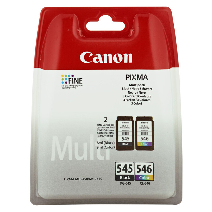 Canon original PG-545 / CL-546 printer cartridges 2-pack - BK / C / M / Y - 2x180 pages