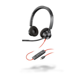 Fone de ouvido estéreo Poly Blackwire 3300 Series 3320 On-Ear (USB-C, com fio)