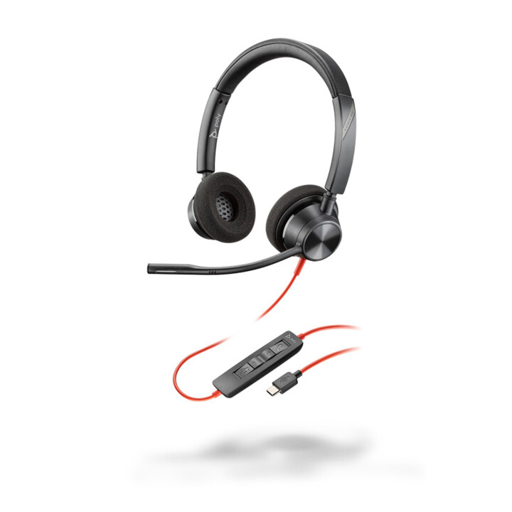 Fone de ouvido estéreo Poly Blackwire 3300 Series 3320 On-Ear (USB-C, com fio)