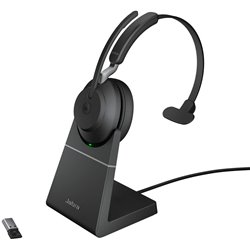 Auriculares inalámbricos Bluetooth Jabra Evolve2 65 MS Mono (convertibles) con estación de carga