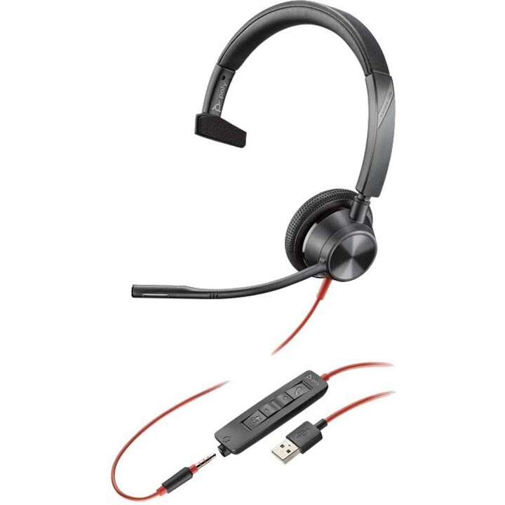 Poly Blackwire 3300 Series 3315 Mono Casque supra-auriculaire (USB-A, fiche 3,5 mm, filaire)