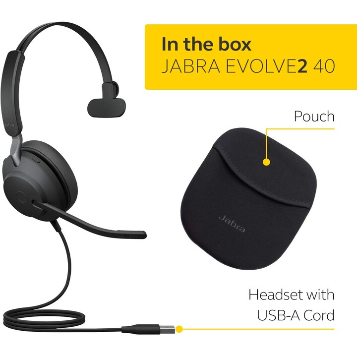 Jabra Evolve2 40 UC Mono Headset On-Ear, konvertierbar, kabelgebunden, USB