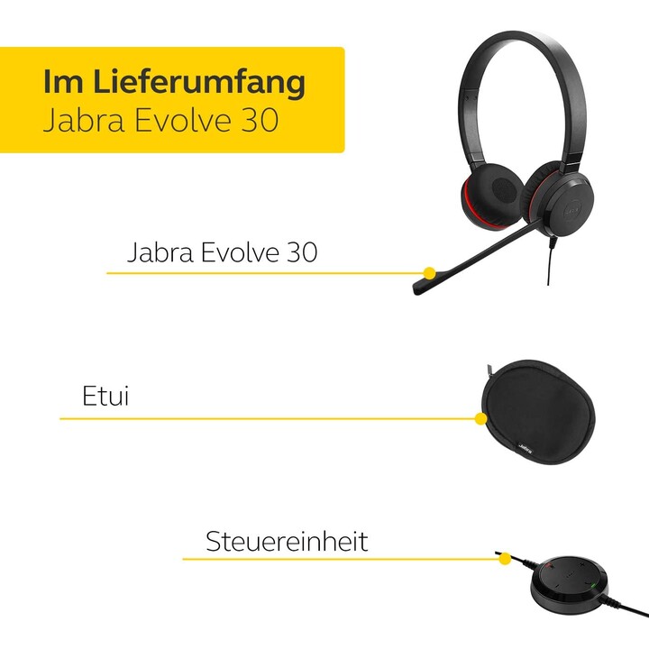 Fone de ouvido estéreo Jabra Evolve 30 II HS com fio