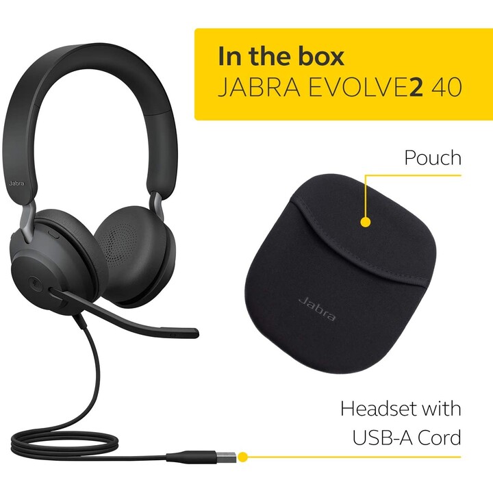 Jabra Evolve2 40 MS wired stereo on-ear headset with noise isolation 24089-999-999