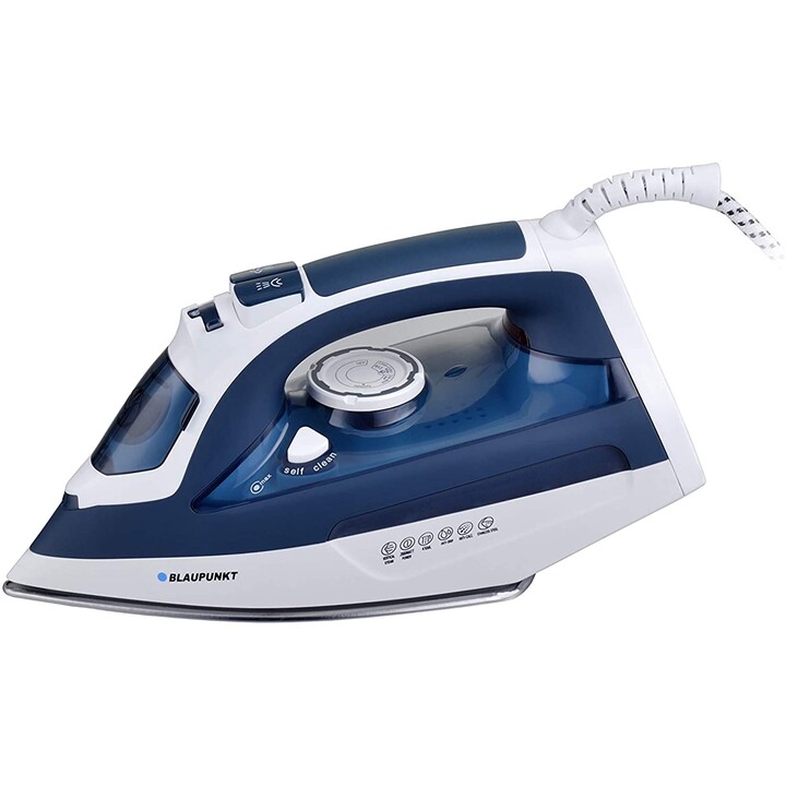 Ferro Blaupunkt HSI401 Ferro a vapor Base em aço inoxidável 2600 W Azul, Branco