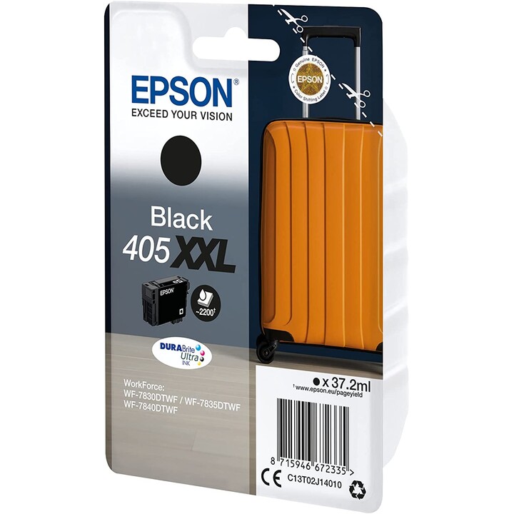 Cartuccia per stampante Epson originale 405 XXL nera 2200 pagine 37,2 ml (C13T02J14010)