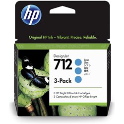 HP Original 712 Ink Cartridges 3-Pack cyan 29ml (3ED78A)