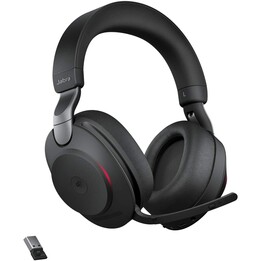 Jabra Evolve2 85 UC Auricolare stereo circumaurale wireless, Bluetooth, nero con stazione di ricarica 28599-999-989