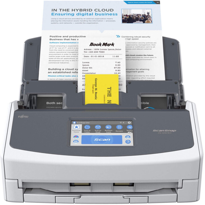 Escáner de documentos FUJITSU ScanSnap iX1600 (blanco) (A4, 600 x 600 ppp, 40 páginas / min., Dúplex, ADF, pantalla táctil de 4,