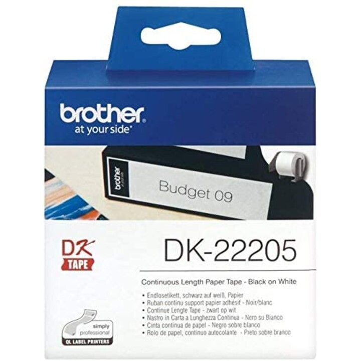 Brother DK-22205 continuous labels - black on white