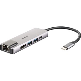 Hub D-Link 5 em 1 USB-C com HDMI / Ethernet e docking station USB-C Thunderbolt 3 (conexão de carregamento de até 60 W DUB-M520