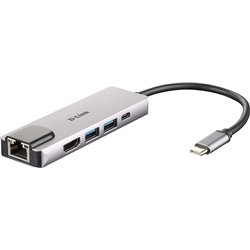 Hub D-Link 5 en 1 USB-C avec station d&#39;accueil HDMI/Ethernet et USB-C Thunderbolt 3 (connexion de charge jusqu&#39;à 60 W DU