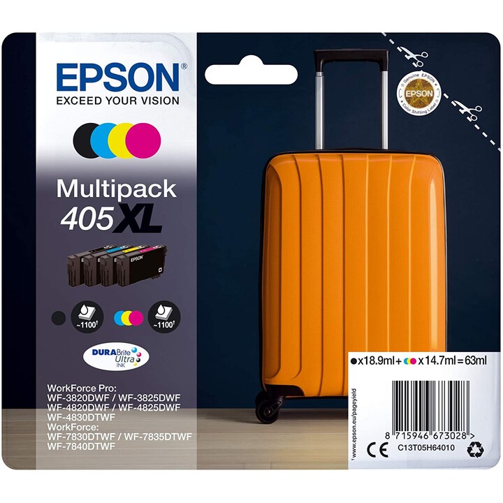 Epson Original 405XL étui cartouches d'imprimante multipack noir cyan magenta jaune (C13T05H64010)
