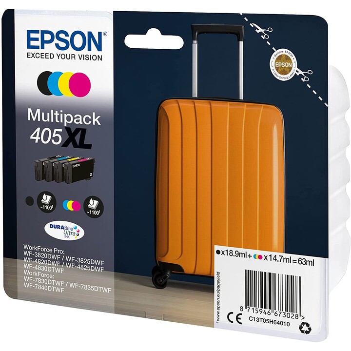 Epson Original 405XL étui cartouches d'imprimante multipack noir cyan magenta jaune (C13T05H64010)