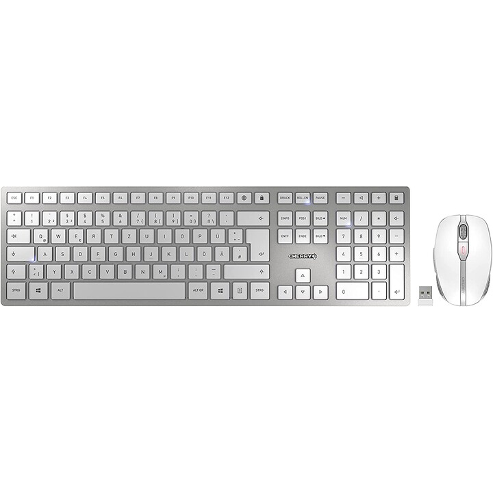 CHERRY DW 9100 SLIM wireless desktop set (keyboard and mouse, wireless, white / silver)