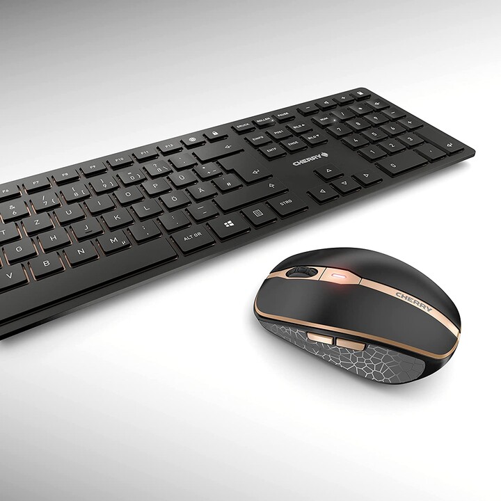 Conjunto de escritorio inalámbrico CHERRY DW 9100 SLIM (teclado y mouse, inalámbrico, negro / bronce)