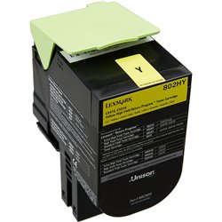 Toner amarelo Lexmark 802HY Original 3.000 páginas (80C2HY0) para CX410e / de / dte, CX510de / dhe / dthe