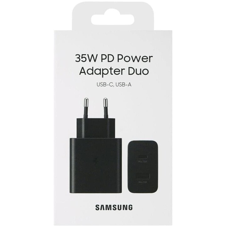 Adattatore di ricarica rapida Samsung Duo EP-TA220N Nero (max. 35 W USB Type-C, max. 15 W con USB-A, senza cavo)