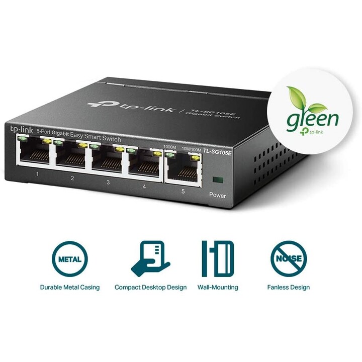 Switch TpD-Link TL-SG105E a 5 porte Nero