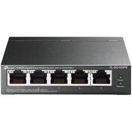 TP-LINK TL-SG105PE Switch Gigabit Ethernet L2 non gestito (10/100/1000) Power over Ethernet (PoE) Nero