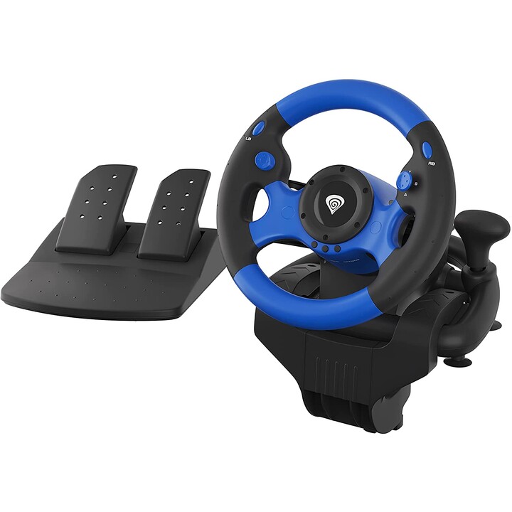 GENESIS SEABORG 350 Volante + Pedali Nintendo Switch, PC, PlayStation 4, Playstation 3, Xbox 360, Xbox One USB Nero, Blu