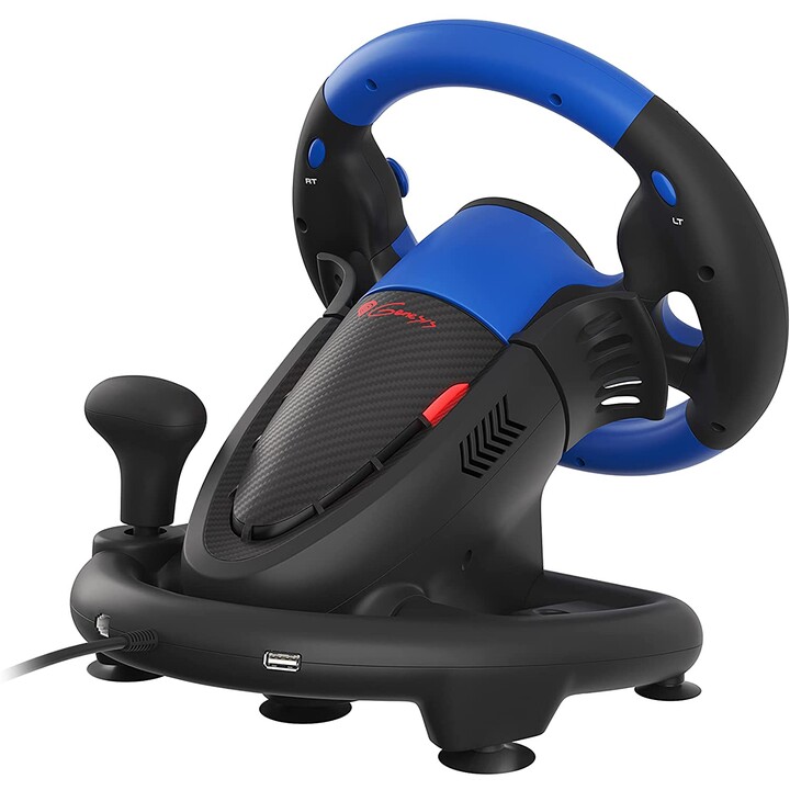 GENESIS SEABORG 350 Volante + Pedali Nintendo Switch, PC, PlayStation 4, Playstation 3, Xbox 360, Xbox One USB Nero, Blu