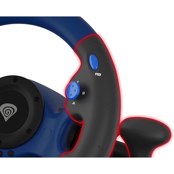 GENESIS SEABORG 350 Volante + Pedali Nintendo Switch, PC, PlayStation 4, Playstation 3, Xbox 360, Xbox One USB Nero, Blu