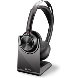Casque stéréo Poly Voyager Focus 2 UC supra-auriculaire (USB-A, Bluetooth, sans fil, Microsoft Teams, avec station de charge)
