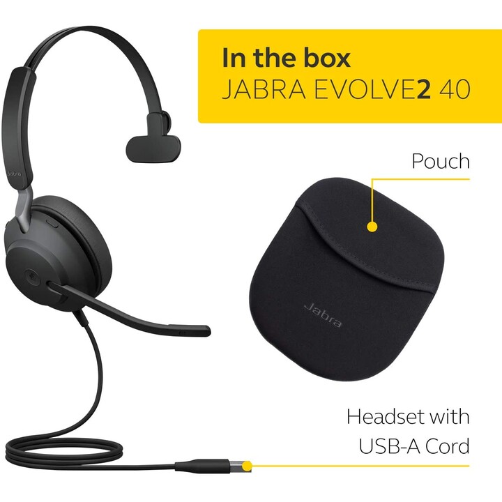 Jabra Evolve2 40 MS Mono Headset convertibile on-ear, cablato, USB