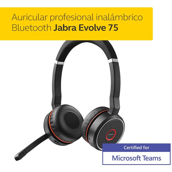 Jabra Evolve 75 MS Stereo Headset On-Ear Bluetooth