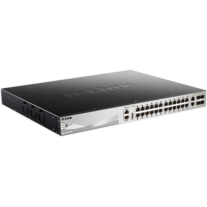 D-Link DGS-3130-30PS Managed L3 Gigabit Ethernet (10/100/1000) Power over Ethernet (PoE) Black, Gray