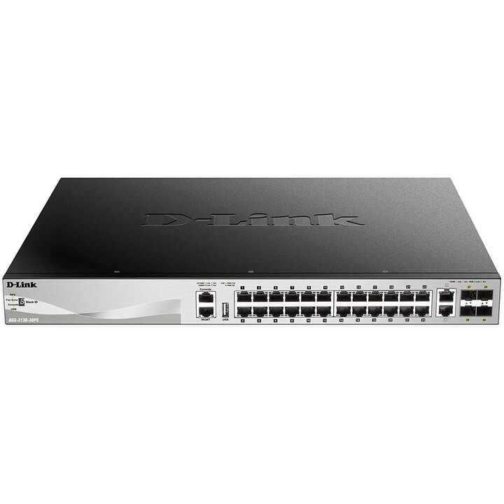 D-Link DGS-3130-30PS Managed L3 Gigabit Ethernet (10/100/1000) Power over Ethernet (PoE) Black, Gray