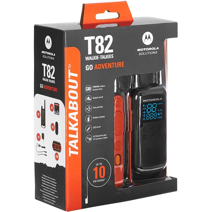 Motorola T82 Twin Pack two-way radio 16 channels Black,Orange