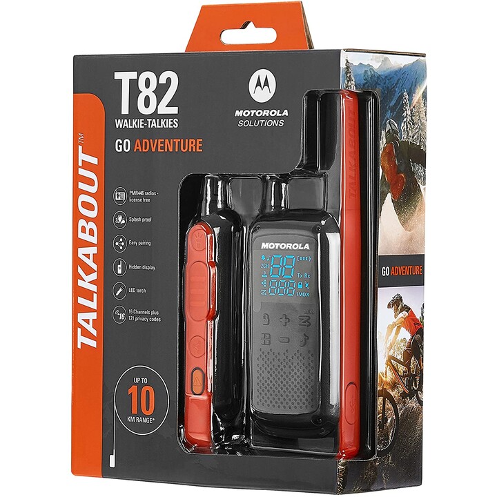 Motorola T82 Twin Pack two-way radio 16 channels Black,Orange