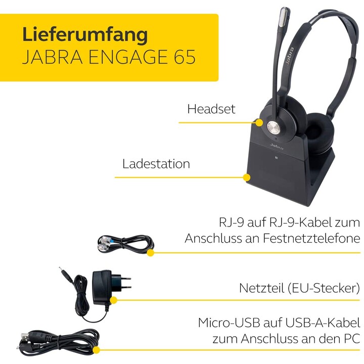 Jabra Engage 65 Stereo kabelloses DECT Headset mit Ladestation 9559-553-111