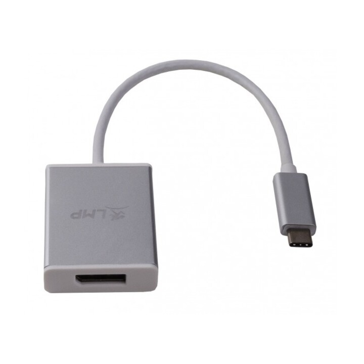 USB-C to DisplayPort adapter, USB-C 3.1 to DisplayPort, aluminum housing, silver