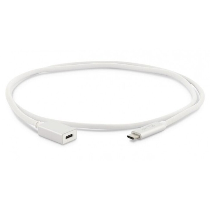 Cabo de extensão USB-C (m) para USB-C (f), USB 3.1 (m) para USB-C (f), máx. 5 Gbit / s, 3A, 1 m, prata