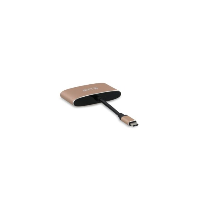 USB-C (m) auf VGA & USB 3.0 (w) & USB-C Lade Multiport Adapter, Aluminium, gold *Neu