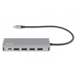 USB-C Hub, 7 port USB-A (4) & USB-C (3) hub, charging function (BC1.2), external power supply (36W), space gray - Imagen 1