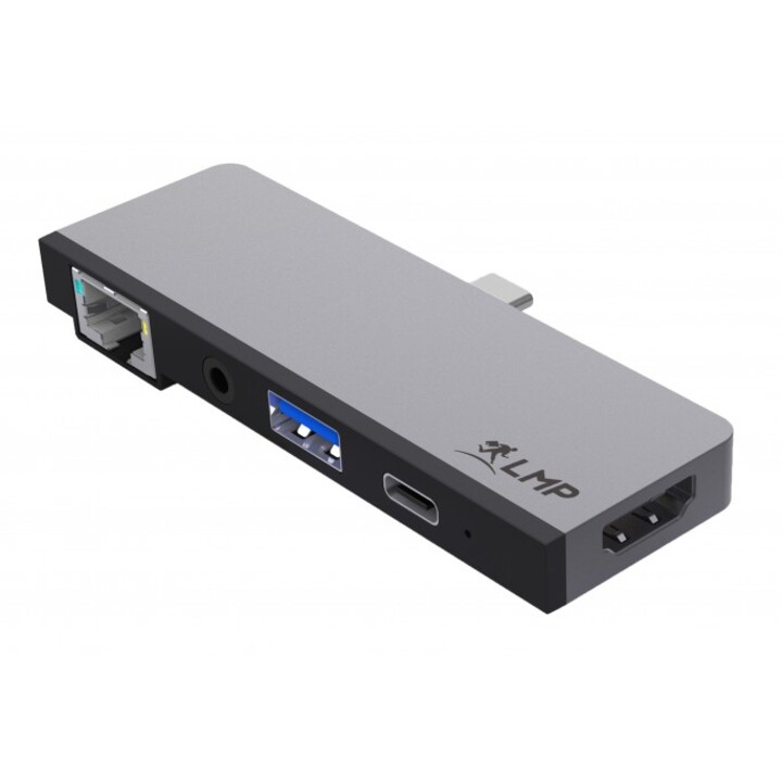 Dock per tablet USB-C 4K 5 porte, per iPad Pro, HDMI 2.0, USB 3.0, USB-C (PD), Gigabit Ethernet, audio 3,5 mm, grigio siderale