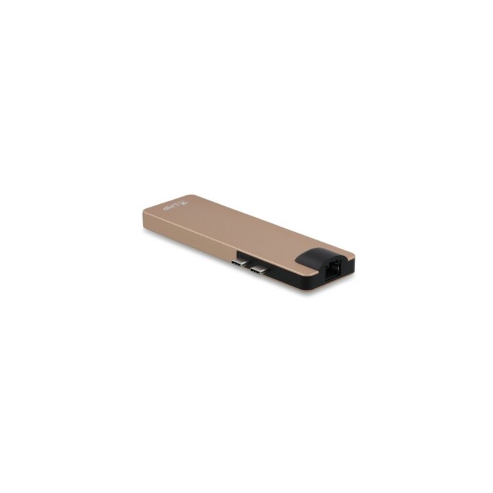 USB-C Compact Dock 4K de 8 puertos, HDMI, Mini-DP, Eth., USB 3.0, SD / microSD, USB-C, Alu., Dorado * Nuevo