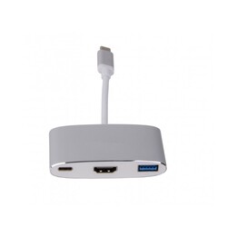 Adaptateur multiport de charge USB-C (m) vers HDMI [4Kx2K] (f) & USB 3.0 (f) & USB-C, argent