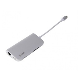 Mini Dock USB-C de 8 puertos con HDMI, 3x USB 3.0, Ethernet, SD / MicroSD, carga USB-C, Plateado