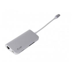 USB-C mini Dock 8-port with HDMI, 3x USB 3.0, Ethernet, SD/MicroSD, USB-C charging, Silver - Imagen 1