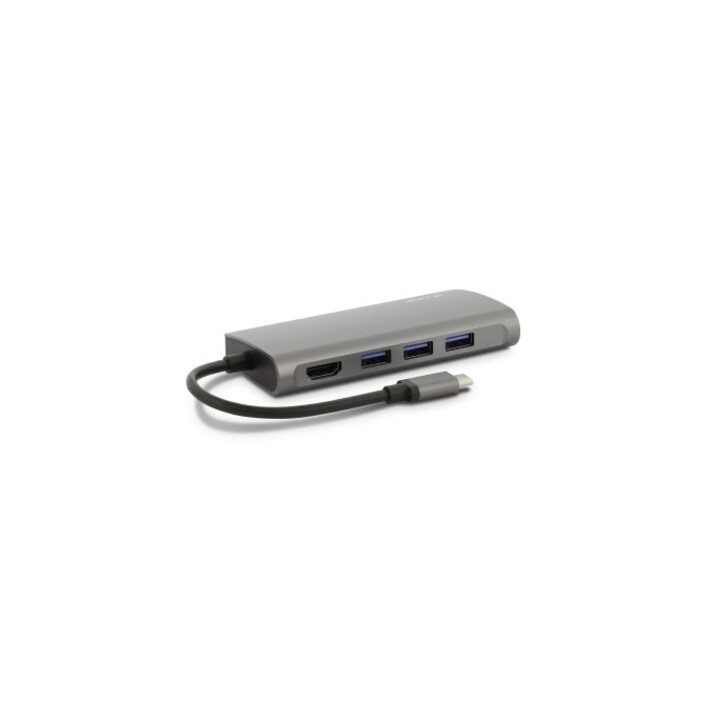 Mini Dock USB-C de 8 portas com HDMI, 3x USB 3.0, Ethernet, SD / MicroSD, carregamento USB-C, cinza espacial