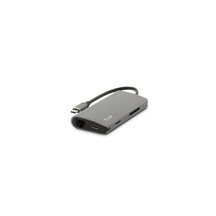 Mini Dock USB-C 8 ports avec HDMI, 3x USB 3.0, Ethernet, SD/MicroSD, chargement USB-C, Gris sidéral