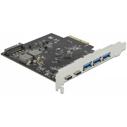 Carte PCI Express x4 vers 2 x USB Type-Cª + 3 x USB Type-A - SuperSpeed USB 10 Gbps